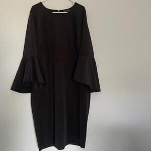 ELOQUII Women's Plus Size Flare Sleeve Scuba Dress – Size 24 Black